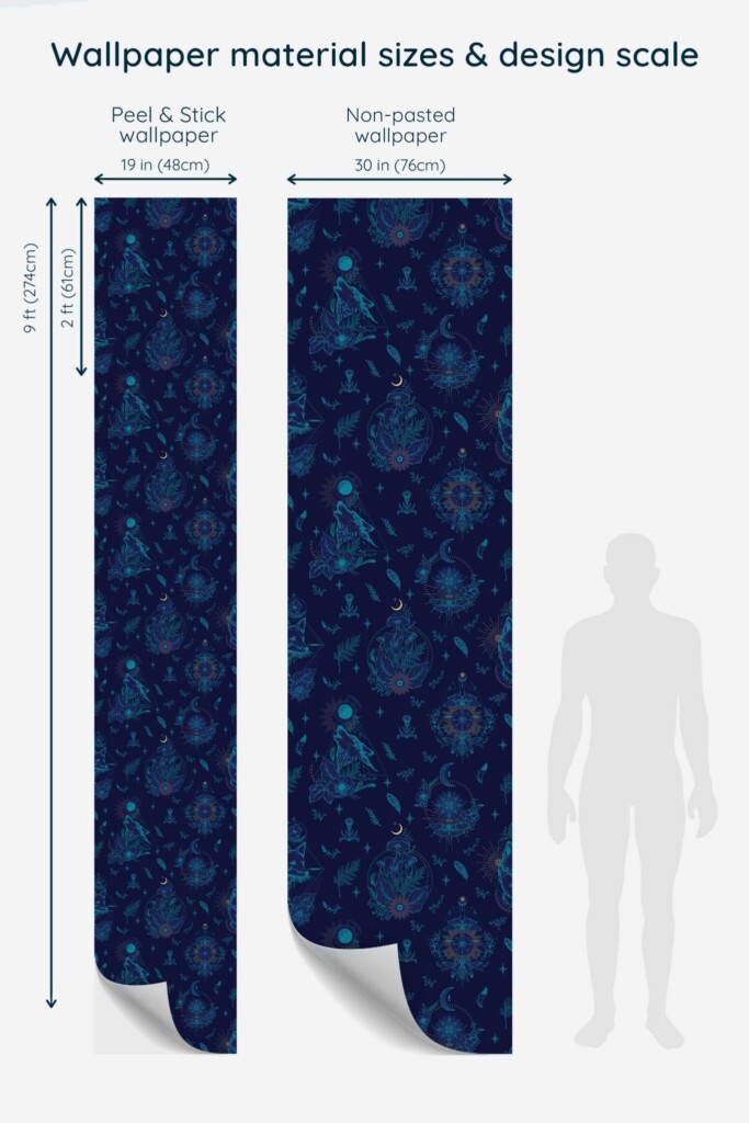 Fancy Walls blue celestial gothic wallpaper for walls in bedroom decor
