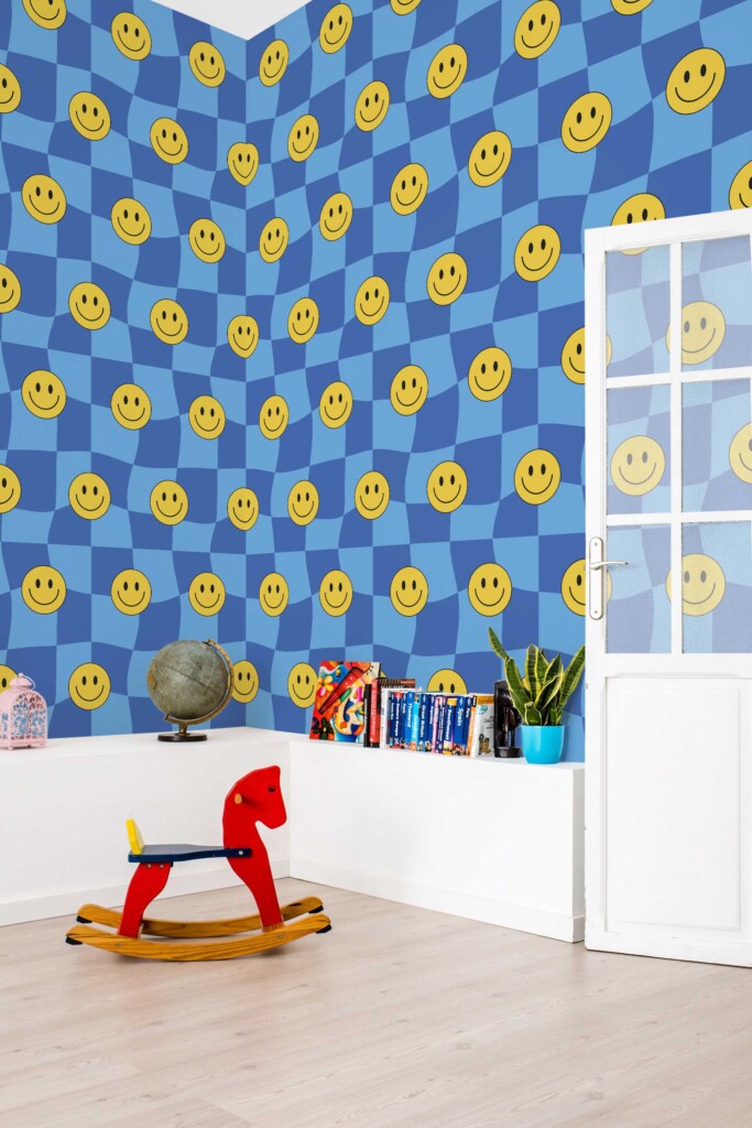 Fancy Walls Blue Check peel and stick wallpaper for Kids room