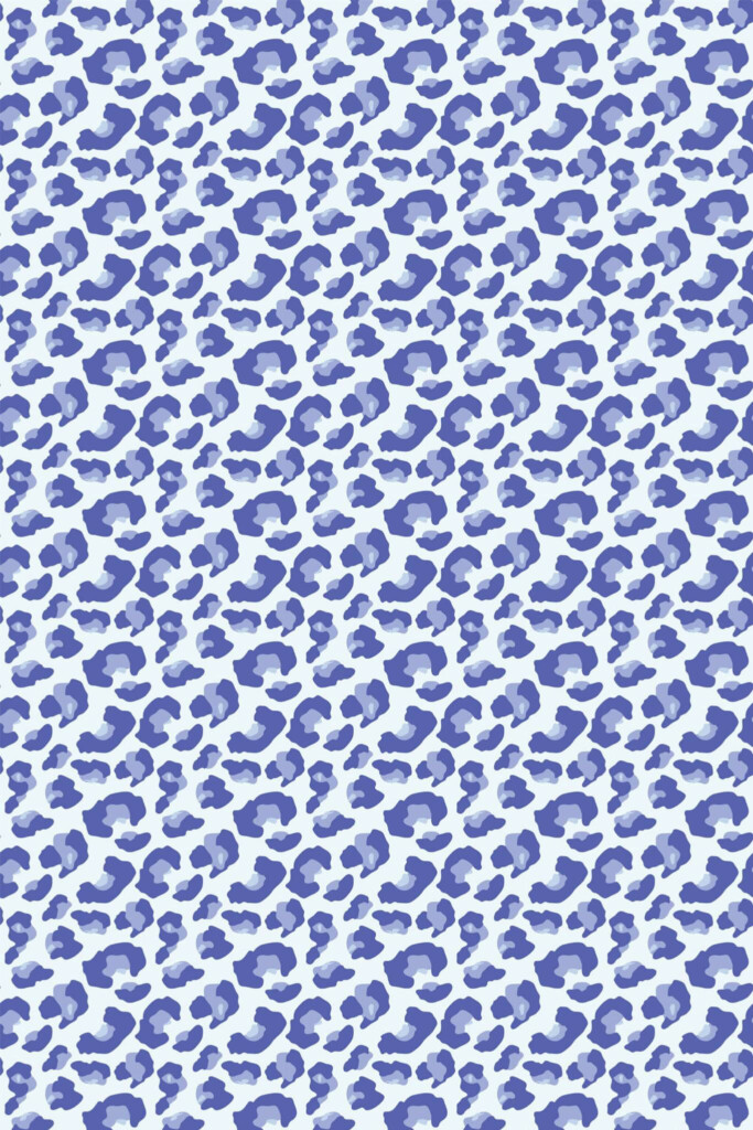 Pattern repeat of Blue cheetah print removable wallpaper design
