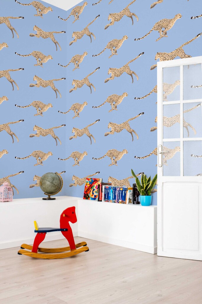 Fancy Walls Blue Cheetah self-adhesive wallpaper