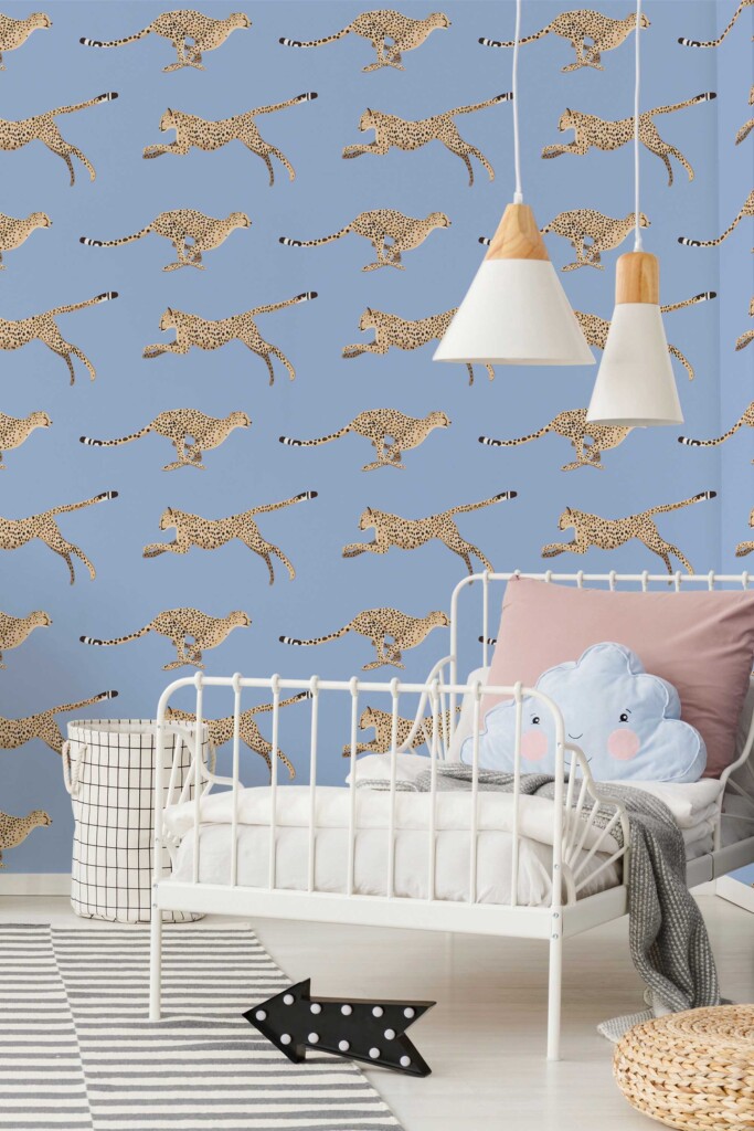 Fancy Walls Blue Cheetah peel and stick wallpaper