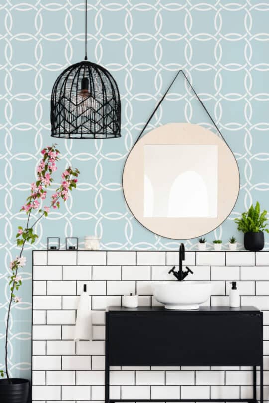 Geometric overlapping circle peel and stick wallpaper