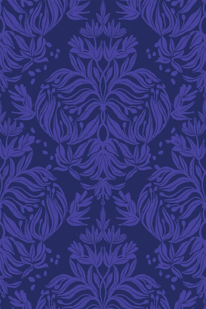 Fancy Walls peel and stick wallpaper with purple damask pattern