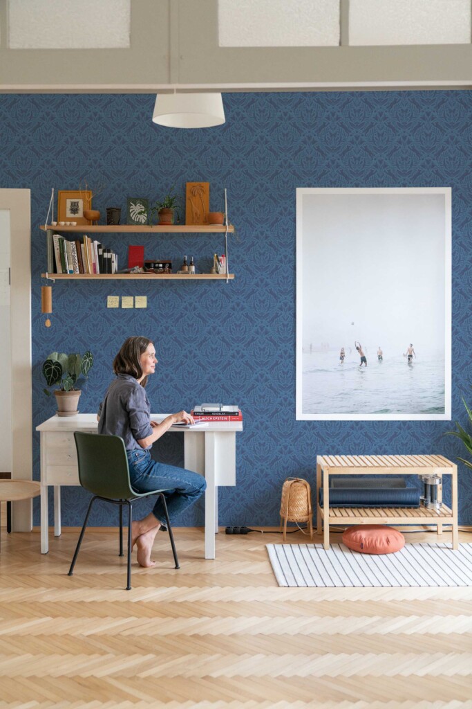 Fancy Walls removable wallpaper for office in deep blue