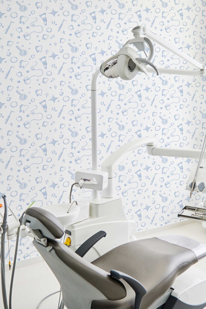 Fancy Walls wallpaper for walls in blue and white with dentist pattern