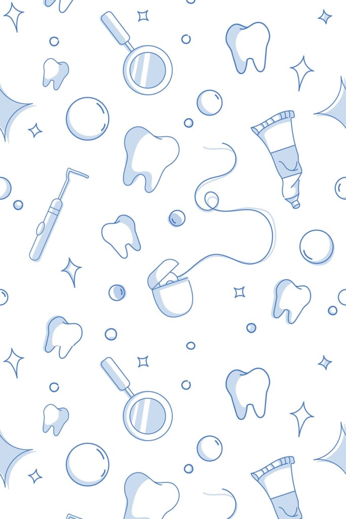 Blue and white removable wallpaper for dentist walls by Fancy Walls