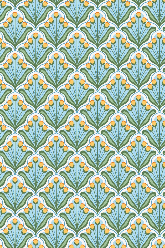Fancy Walls blue floral art deco wallpaper for walls in dining room