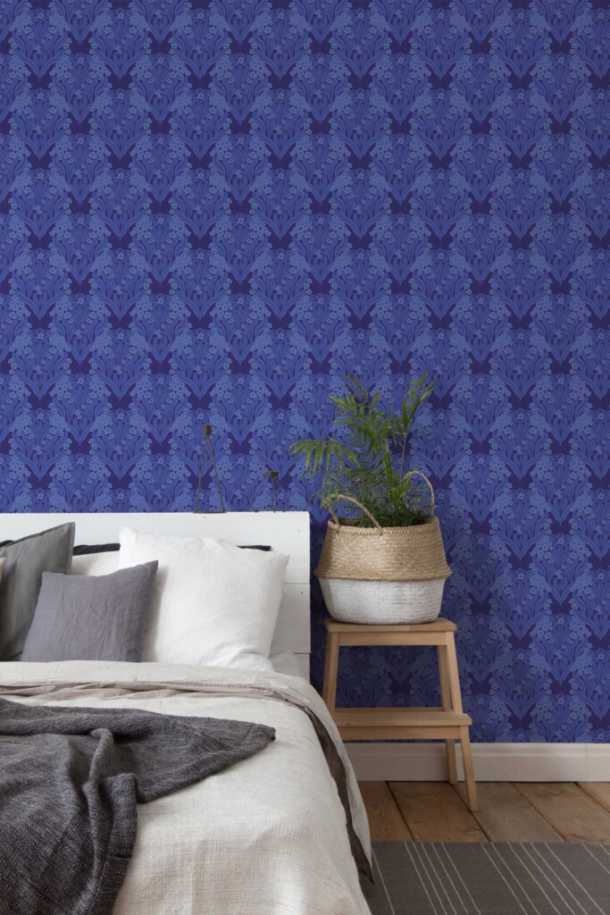 Blue floral wallpaper for walls by Fancy Walls