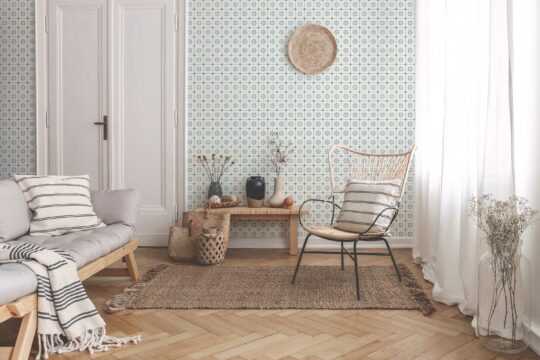 Blue Floral Tiles self-adhesive wallpaper by Fancy Walls