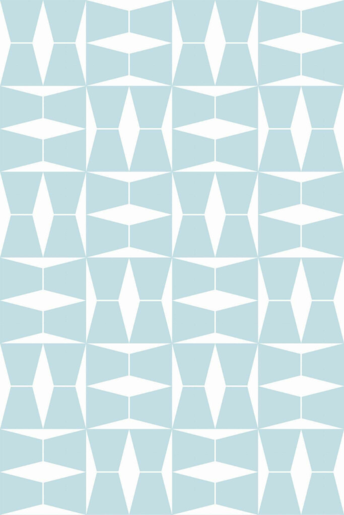Pattern repeat of Blue geometric removable wallpaper design