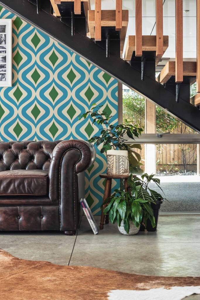 Blue Geometric peel and stick wallpaper by Fancy Walls