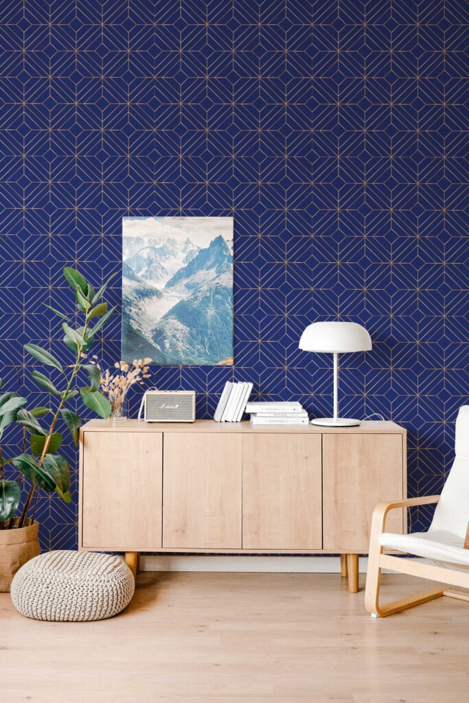 Fancy Walls self-adhesive wallpaper with blue art deco pattern