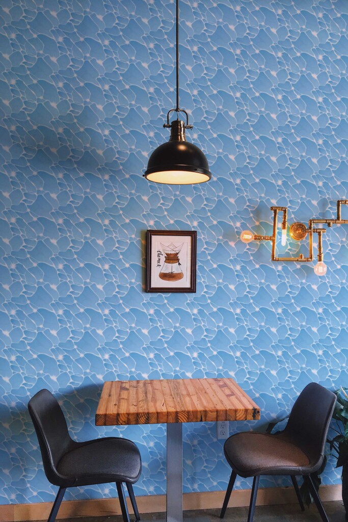 Self-Adhesive Blue Glowing Water Wallpaper by Fancy Walls.