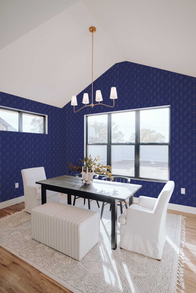 Traditional wallpaper in classy blue pattern by Fancy Walls