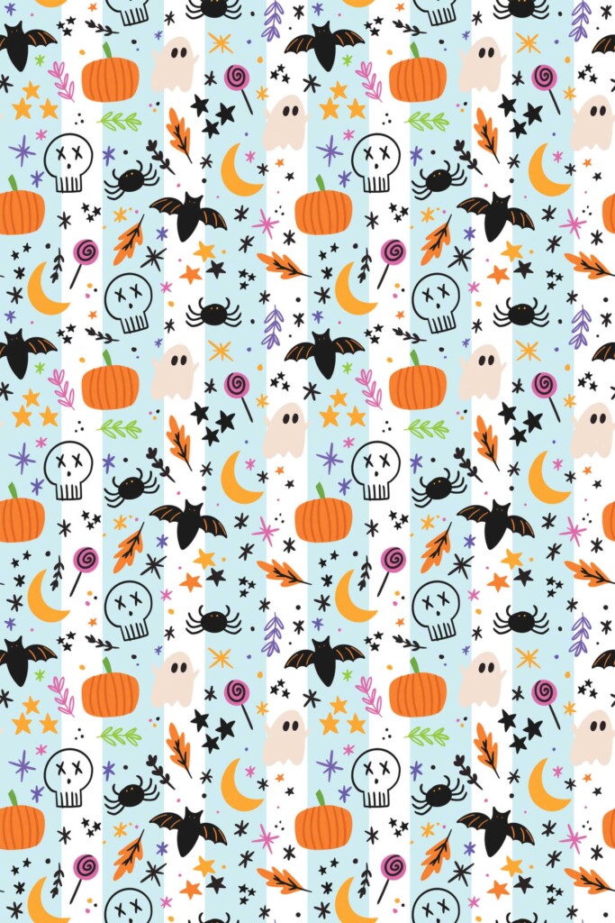 Blue Halloween peel and stick wallpaper by Fancy Walls