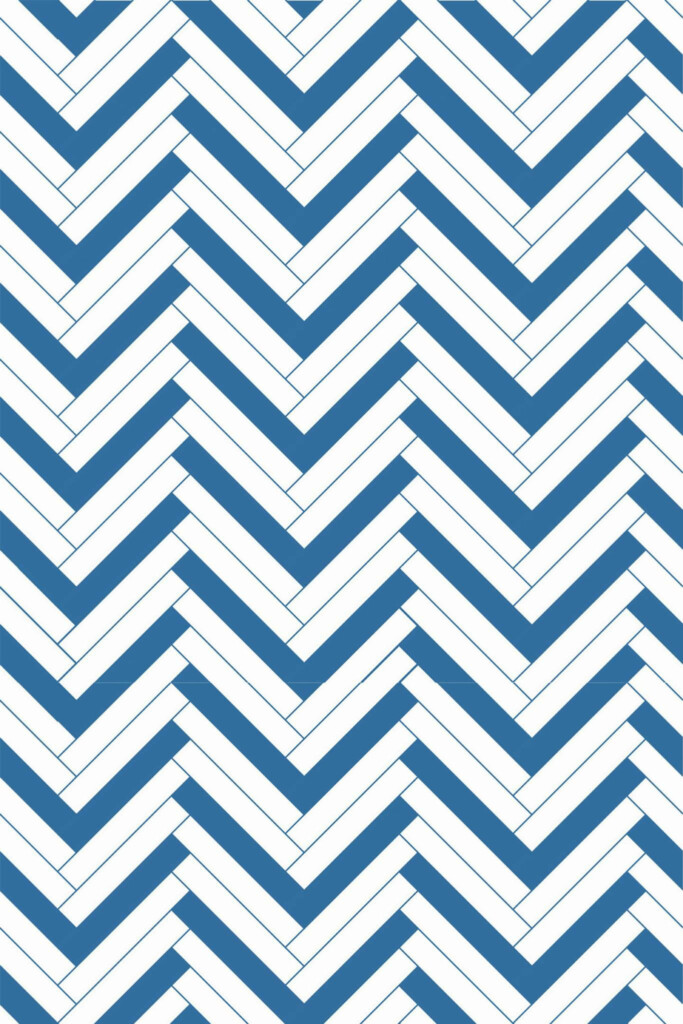 Pattern repeat of Blue herringbone removable wallpaper design
