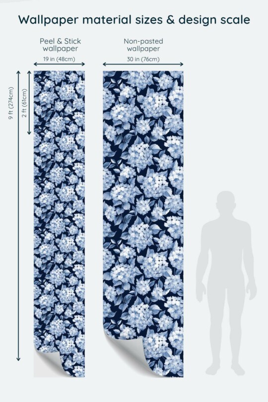 Blue hydrangea Wallpaper - Peel and Stick or Non-Pasted