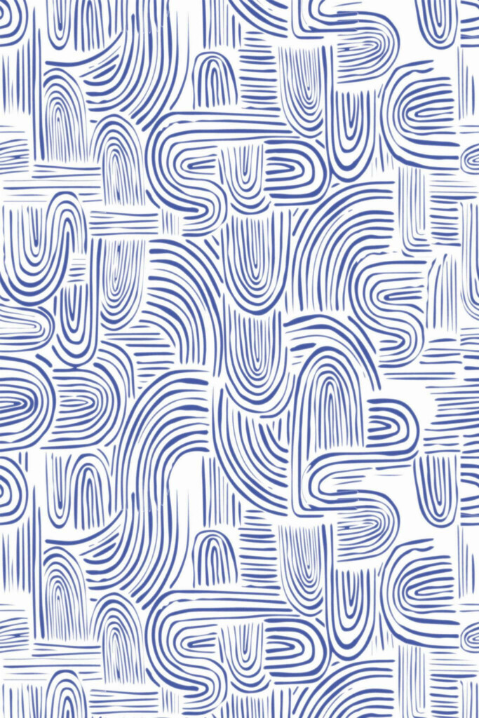 Pattern repeat of Blue ink removable wallpaper design