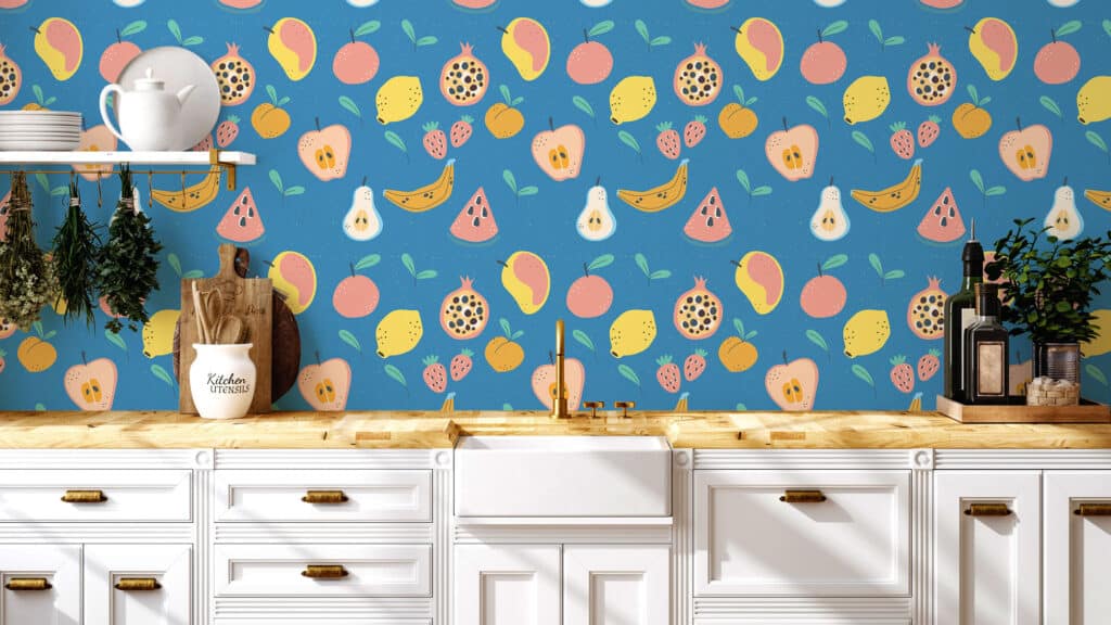 Illustrated fruit Wallpaper - Peel and Stick or Non-Pasted