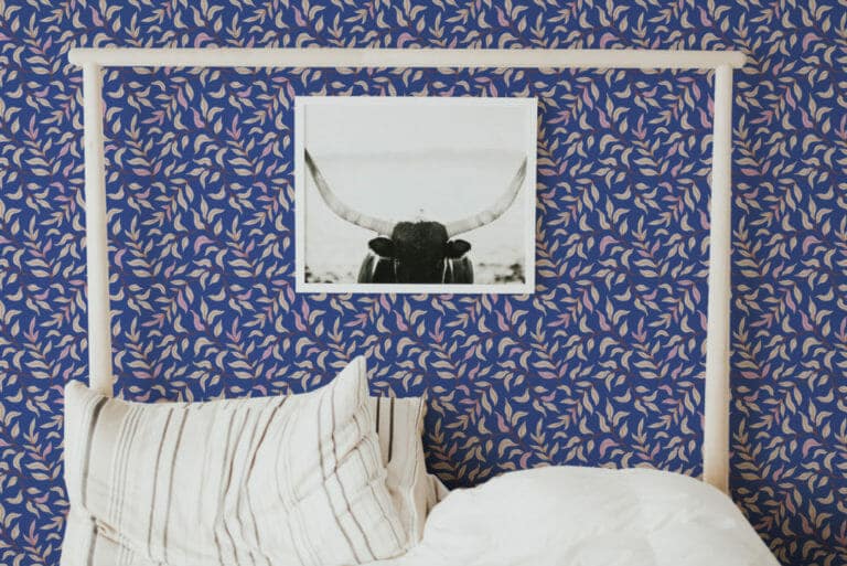 Blue leaf wallpaper | Fancy Walls