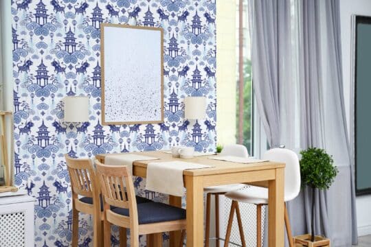 blue china unpasted wallpaper