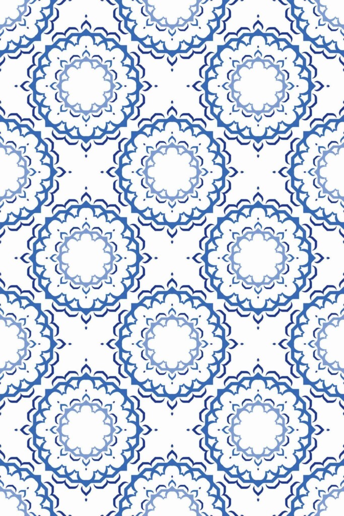 Pattern repeat of Blue Moroccan removable wallpaper design