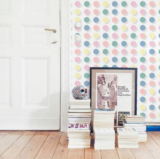 Retro pastel dots peel and stick removable wallpaper