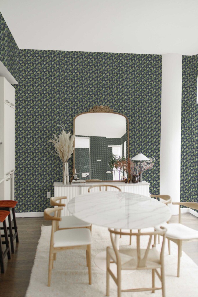 Fancy Walls self-adhesive wallpaper in blue plant and tree botanical design for dining room
