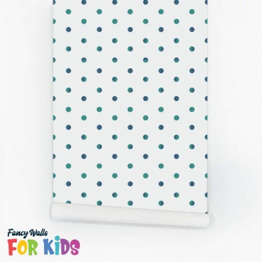 Blue and teal polka dot sticky wallpaper