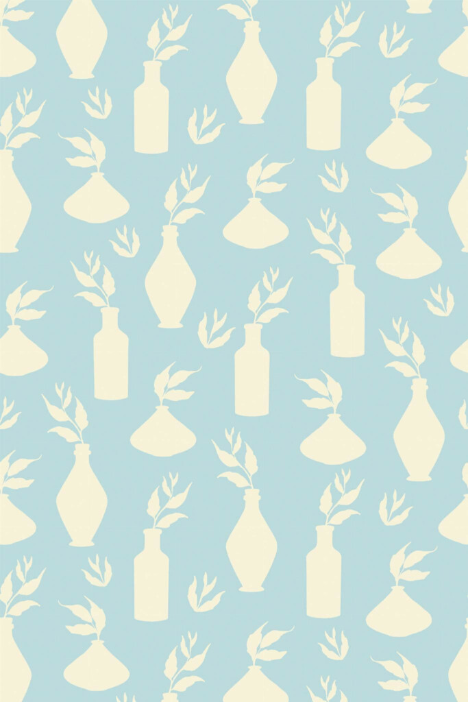 Pattern repeat of Blue Powder Room removable wallpaper design