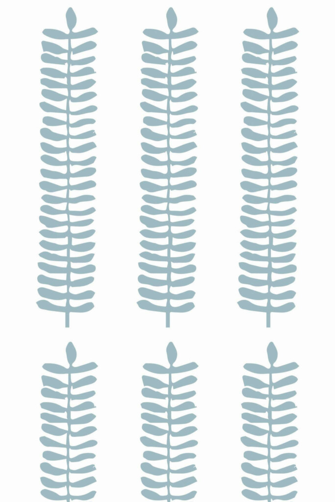 Pattern repeat of Blue scandinavian leaf removable wallpaper design