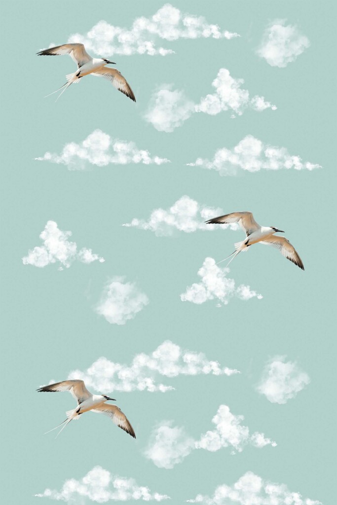 Dusty blue bird wallpaper for walls by Fancy Walls