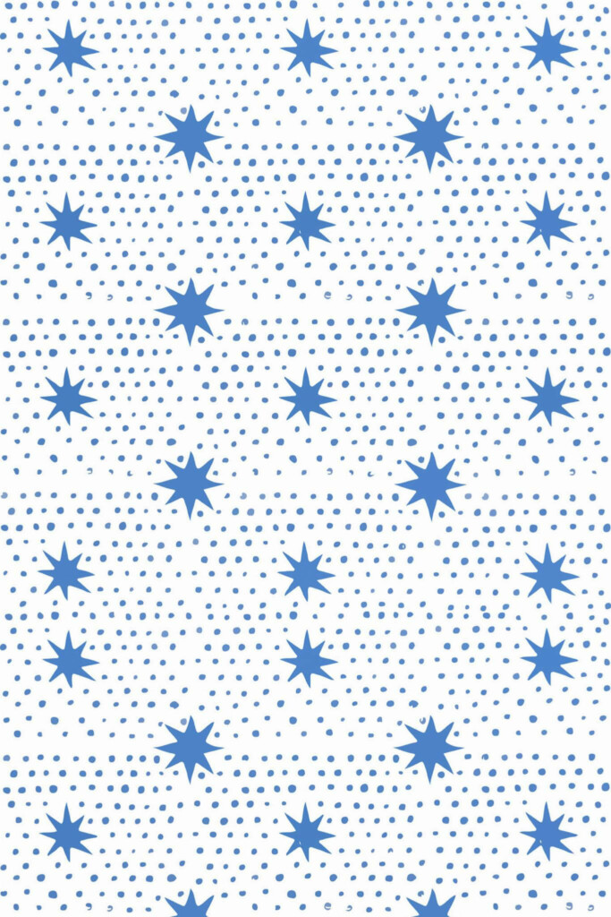 Pattern repeat of Blue stars removable wallpaper design