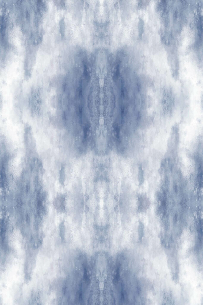 Pattern repeat of Blue tie-dye removable wallpaper design