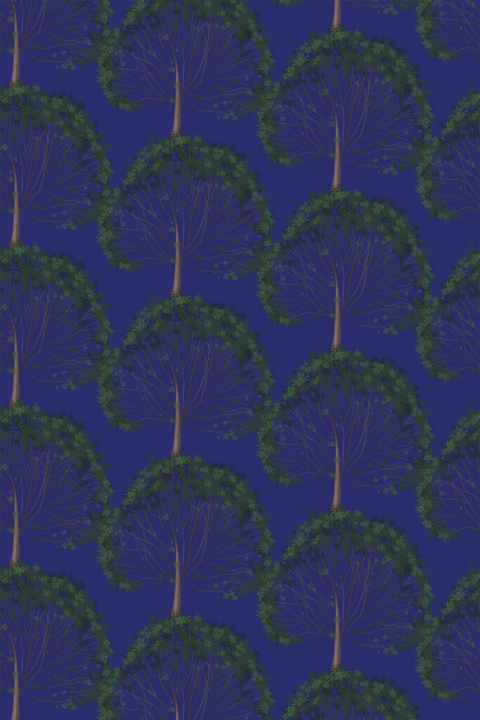 Blue Arboreal peel and stick wallpaper by Fancy Walls