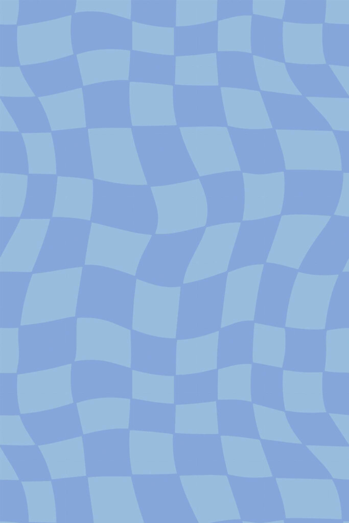Pattern repeat of Blue trippy grid removable wallpaper design