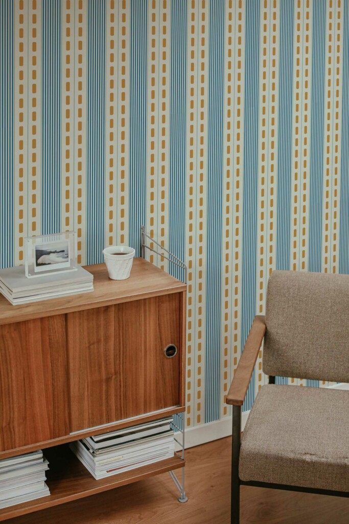 Removable wallpaper with vintage blue stripes from Fancy Walls