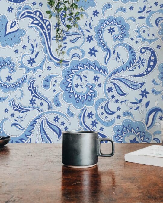 blue hallway/entryway peel and stick removable wallpaper