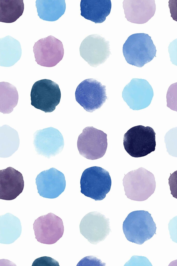 Pattern repeat of Blue watercolor dots removable wallpaper design
