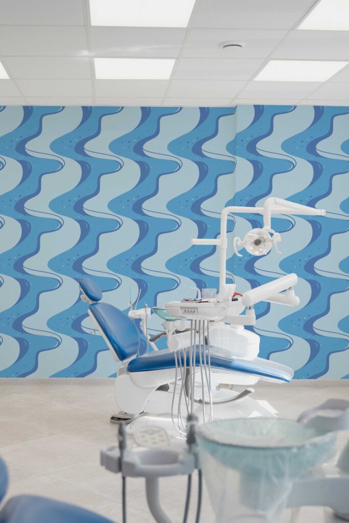 Abstract blue removable wallpaper for dentist walls by Fancy Walls