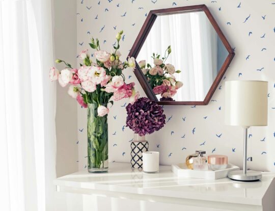 Blue-White Avian self-adhesive wallpaper by Fancy Walls