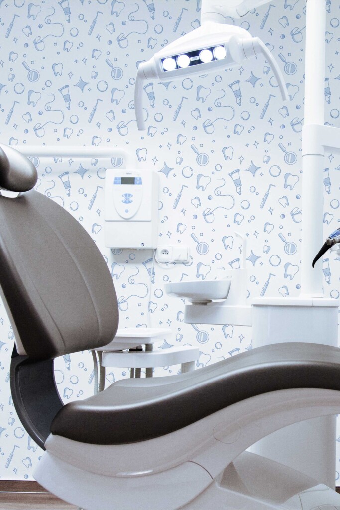Fancy Walls self-adhesive wallpaper in blue and white for dental offices