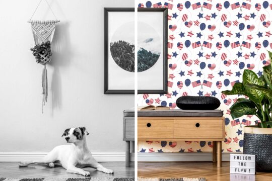 Non-pasted wallpaper showcasing Independence Day symbols from Fancy Walls