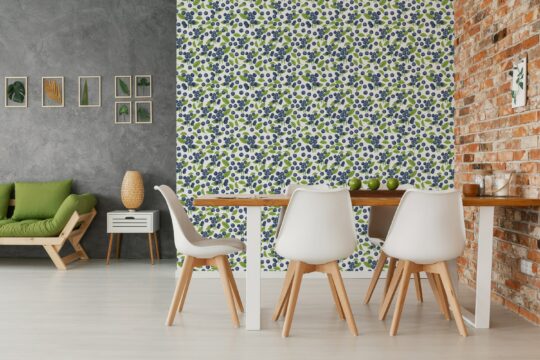 blueberry blue and green traditional wallpaper