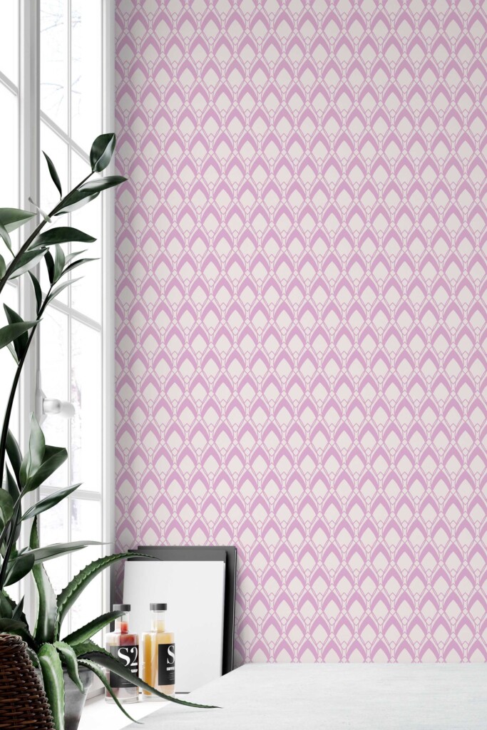 Fancy Walls Light Pink Geometric peel and stick wallpaper for elegant interiors.