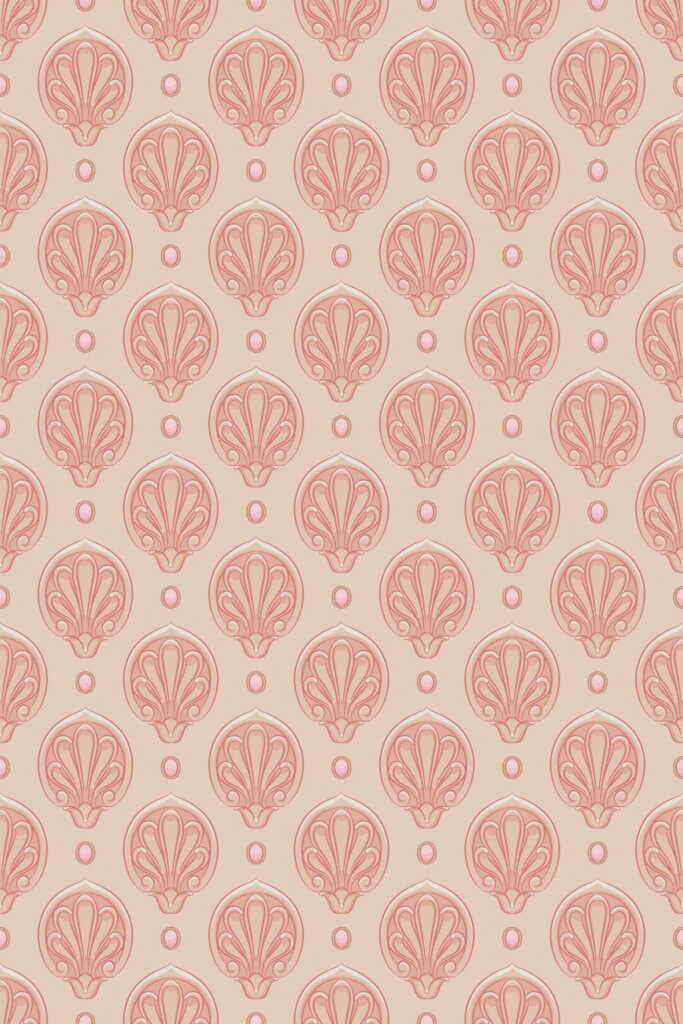 Pink Art Deco Seashell traditional wallpaper in pink by Fancy Walls