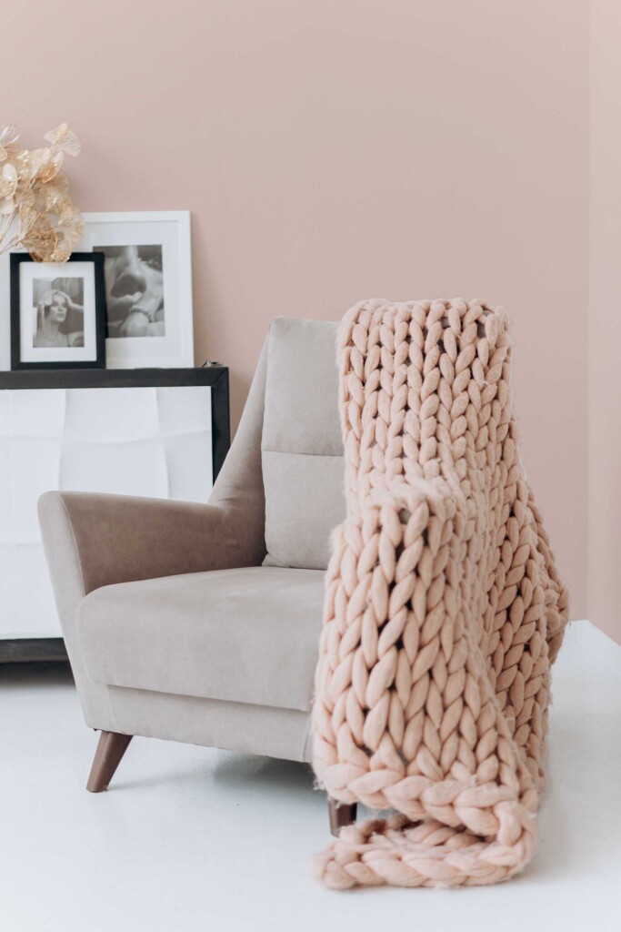 Removable wallpaper in solid blush pink by Fancy Walls with a minimalist matte look