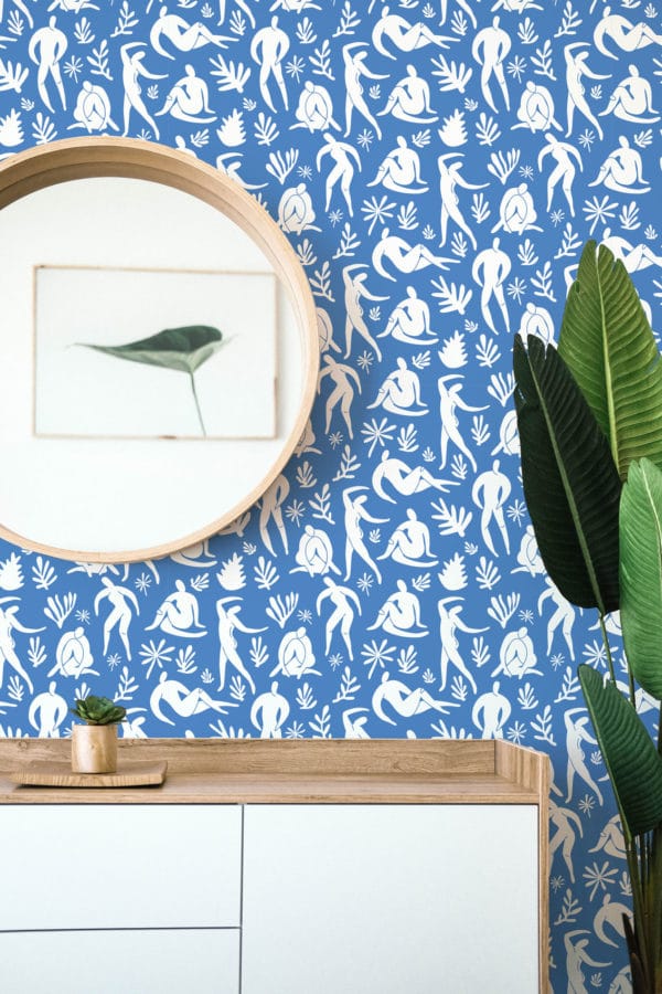 blue body shape peel and stick removable wallpaper