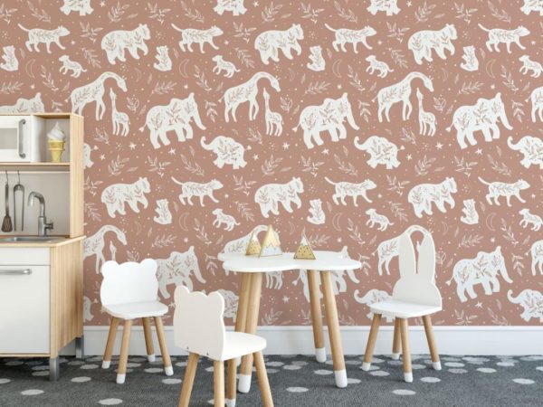 Boho safari peel and stick removable wallpaper