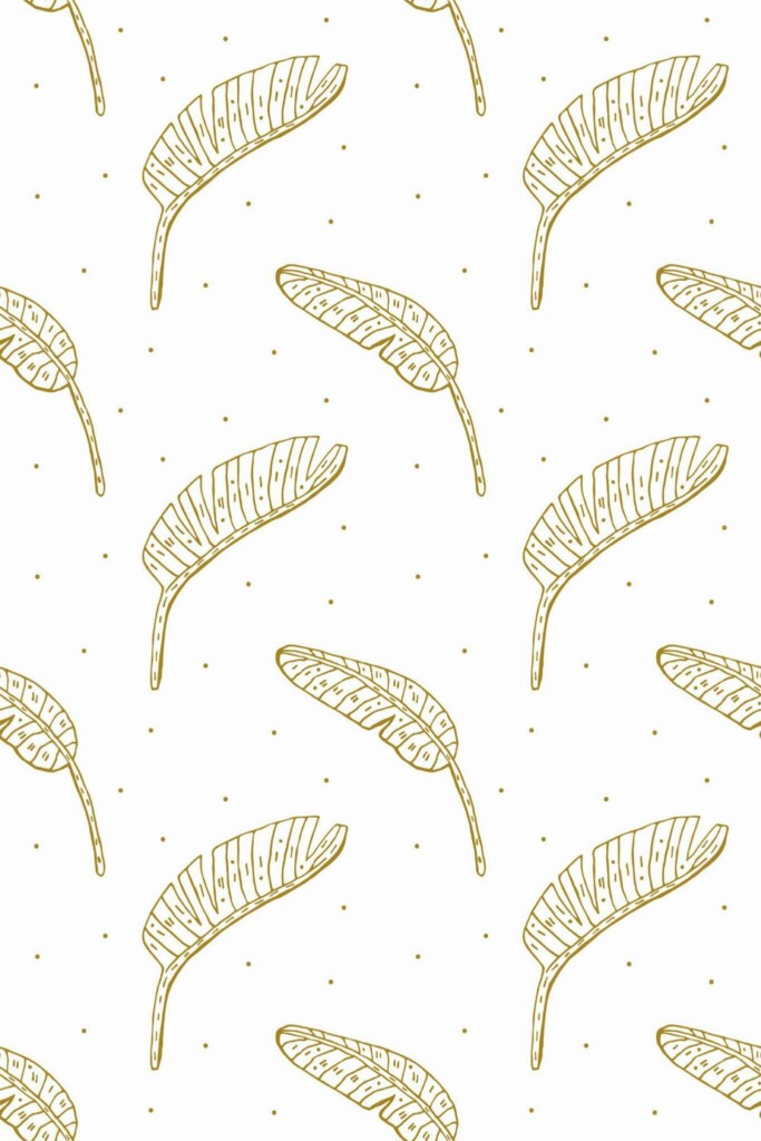 Pattern repeat of Boho banana leaf removable wallpaper design